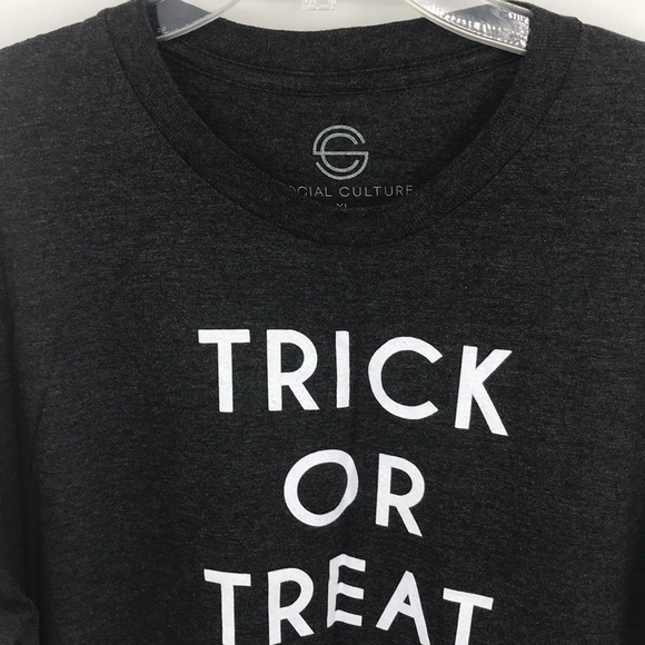 NEW Social Culture Graphic Tee Gray Shirt Size XL Trick Or Treat Unisex - Picture 3 of 10